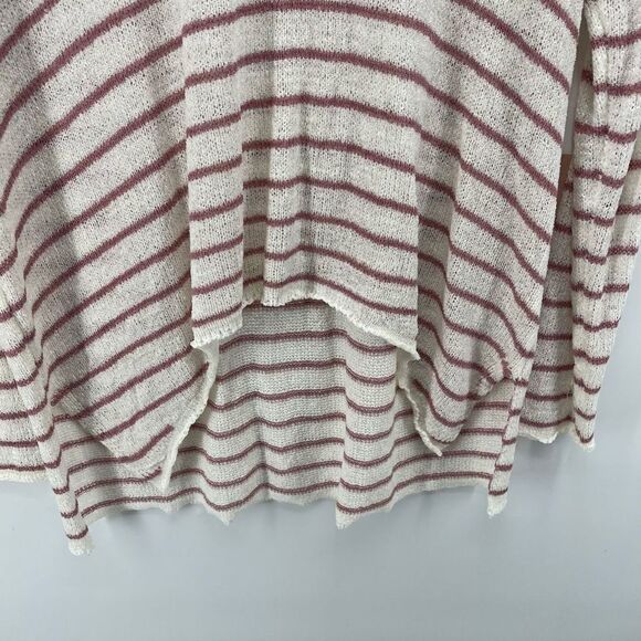 Éclat Womens Striped Pullover Sweater Acrylic Hi Low Hem Pink Cream Medium NEW - Picture 6 of 10